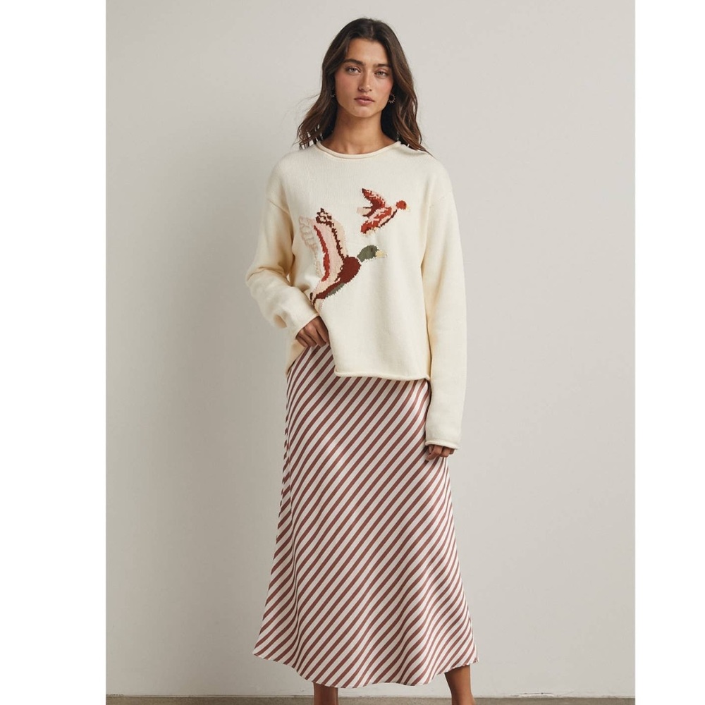 WISHLIST CREAM FLYING DUCK DUO KNIT SWEATER